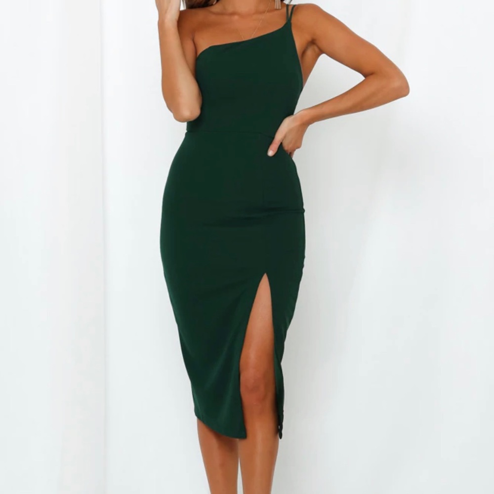 Midi dark green dress